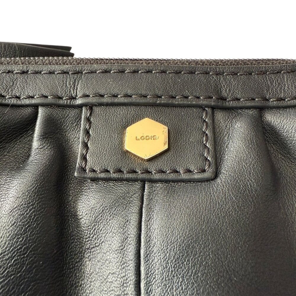 Lodis Black Leather Crossbody Bag Adjustable Strap Interior Staining AS IS - Picture 9 of 14